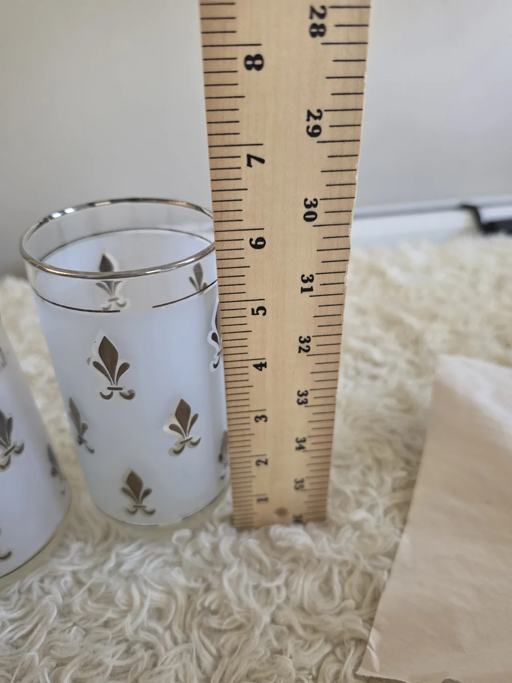 Vintage Libbey Frosted Glass Tumblers Set of 4 Fleur De Lis Pattern
